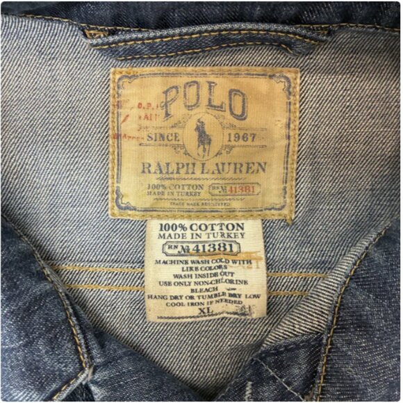 Vtg Ralph Lauren Jeans Co Blue Denim Jean Jacket trucker classic Americana. XL - Picture 2 of 4